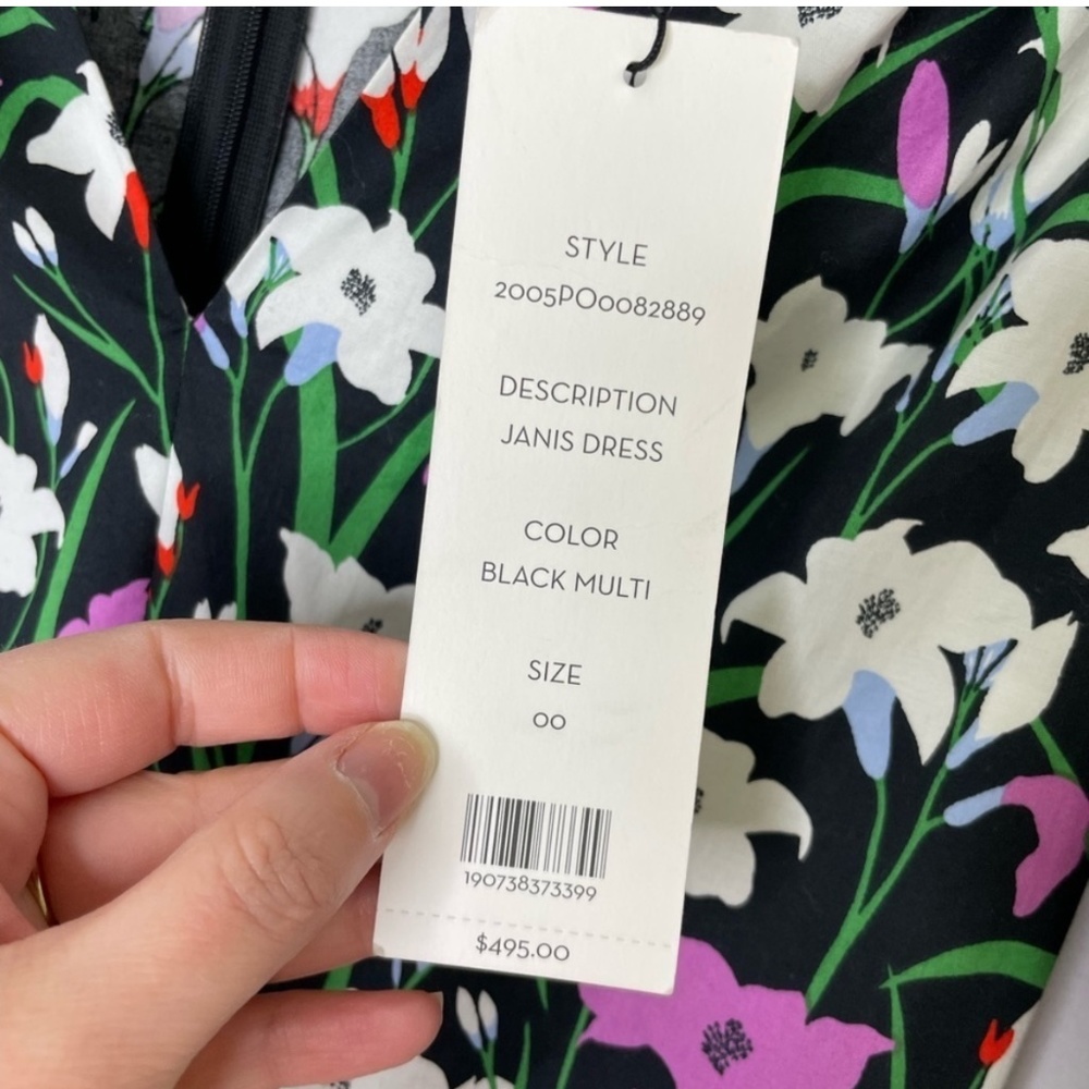 New! Veronica Beard Janis Floral-Print Ruched Dress | 00 - Picture 6 of 6